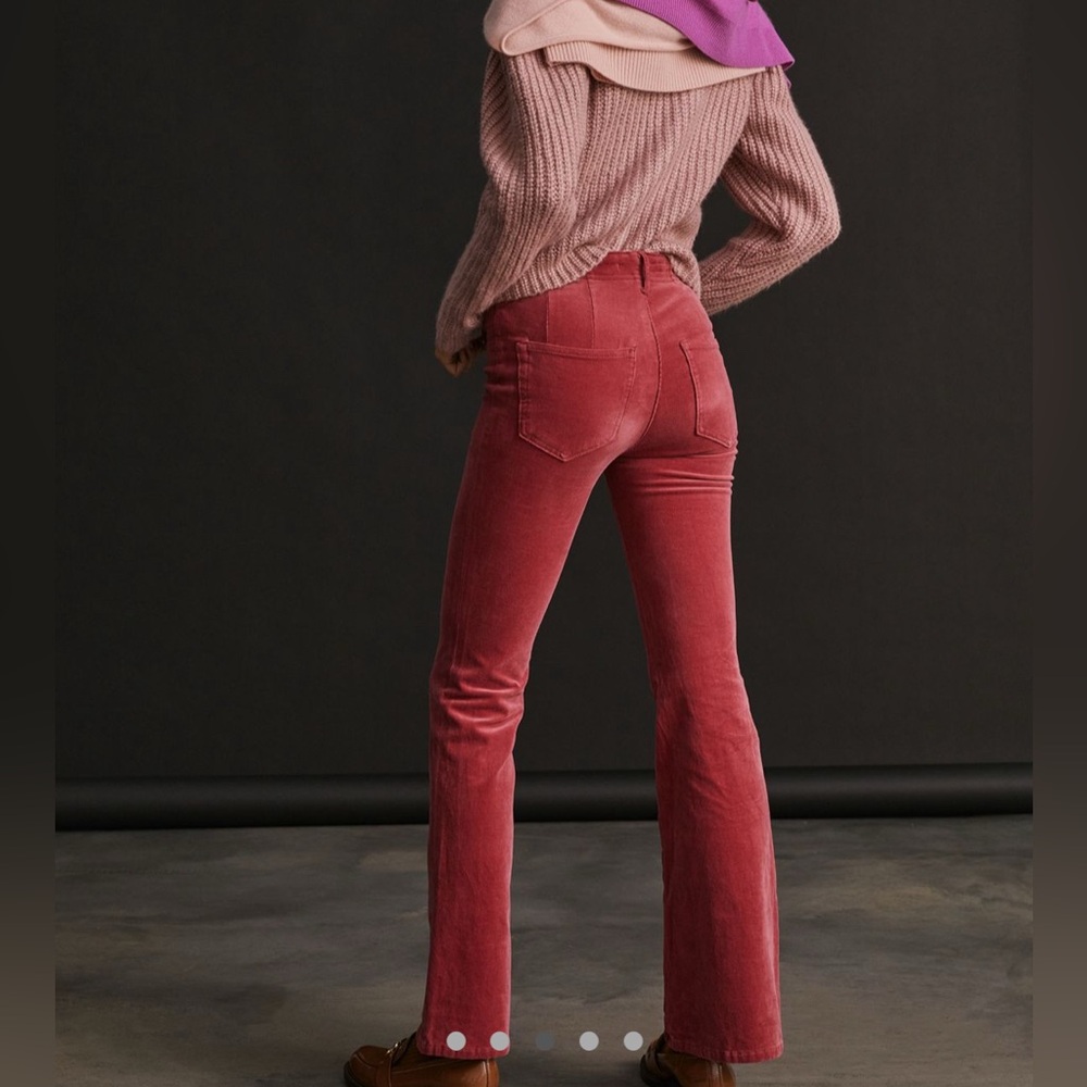 Anthropologie Raspberry Pink Corduroy Icon Flare Pants